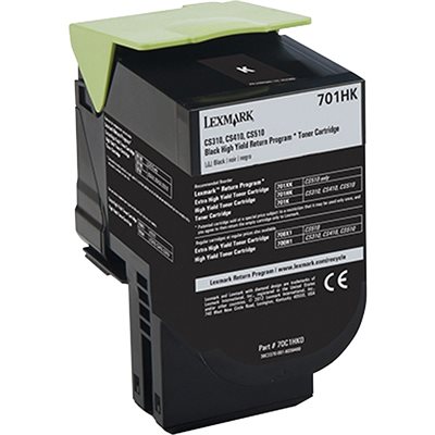 CARTRIDGE, TONER, LEXMARK, 70C1HK0 (LEX-701HKHY), High-Yield Toner, 4000 Page-Yield, Black