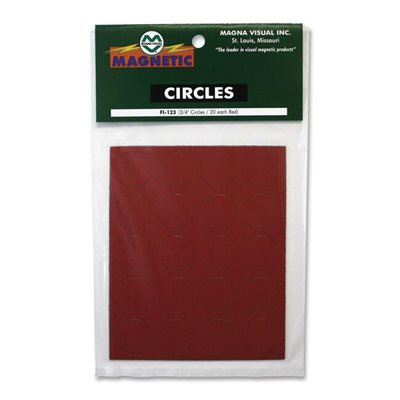 MAGNETS, CIRCLE, MAGNA VISUAL, .75", 20 / PACK, RED