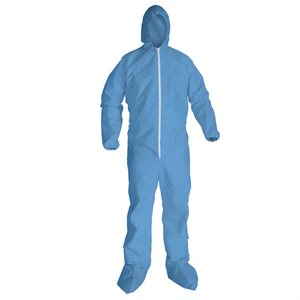 COVERALL, FR WITH HOOD & SOCKS, BLUE, LARGE, 25 / BOX