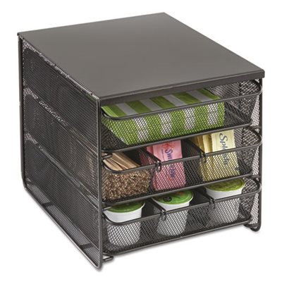 3 Drawer Hospitality Organizer, 7 Compartments, 11 1 / 2w x 8 1 / 4d x 8 1 / 4h, Bk