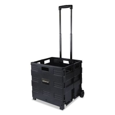 Collapsible Mobile Storage Crate, 18 1 / 4 x 15 x 18 1 / 4 to 39 3 / 8, Black