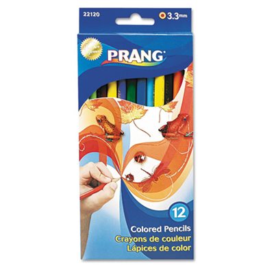 PENCIL, COLORED, Prang, Wood, 3.3 mm, 12 Assorted Colors, 12 Pencils / Set