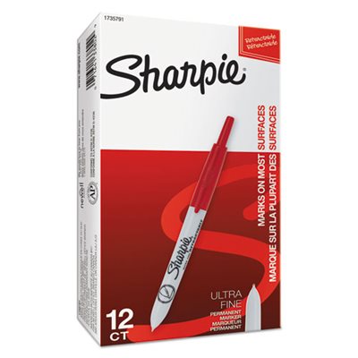 MARKER, SHARPIE RETRACTABLE ULTRA FINE TIP RED