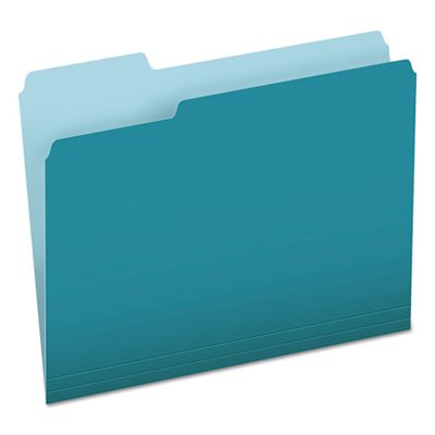 FILE FOLDER, Colored, 1 / 3 Cut Top Tab, Letter, Teal / Light Teal, 100 / Box