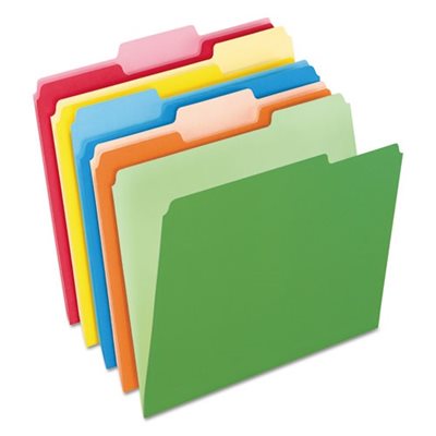 Colored File Folders, 1 / 3 Cut Top Tab, Letter, Assorted Colors, 100 / Box