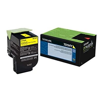 CARTRIDGE, TONER, LEXMARK, 70C1HYO (LEX-701HY), High-Yield Toner, 3000 Page-Yield, Yellow