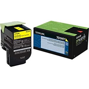 CARTRIDGE, TONER, LEXMARK, 70C1HYO (LEX-701HY), High-Yield Toner, 3000 Page-Yield, Yellow