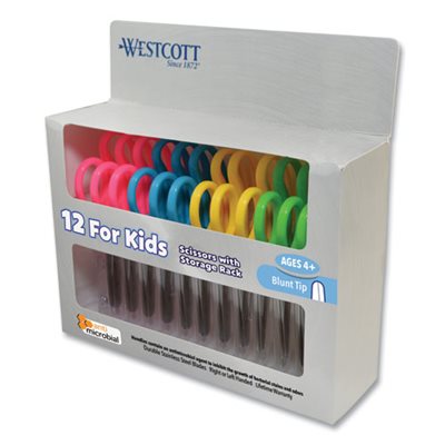 SCISSORS, KIDS ROUNDED TIP 5" L 2" CUT LENGTH ASSORTED 12 / PK