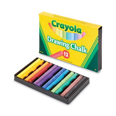 CHALK, Colored, Drawing, 12 Assorted Colors, 12 Sticks / Set