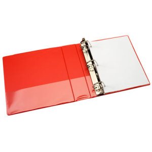 BINDER, 2" D RED W / POCKET AND OVERLAY