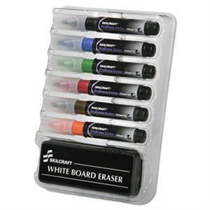 MARKER, DRY ERASE KIT, CHISEL TIP, ASSORTED, ABILITYONE, 6 / SET