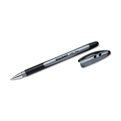 PEN, BALLPOINT, STICK,  RUBBERIZED, SKILCRAFT 100, FINE, BLACK / METALLIC, DOZEN