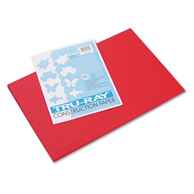 CONSTRUCTION PAPER, Tru-Ray, 76lbs, 12" x 18", Festive Red, 50 Sheets / Pack