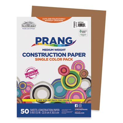 Construction Paper, SUNWORKS,  58lbs, 9" x 12", Light Brown, 50 Sheets / Pack