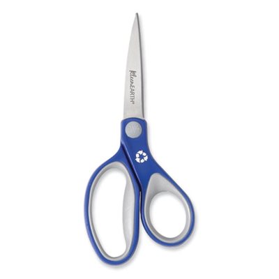 SCISSORS, KleenEarth, STRAIGHT, Soft Handle, 8" Long, Blue / Gray