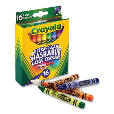 CRAYONS, CRAYOLA WASHABLE LARGE 16CT