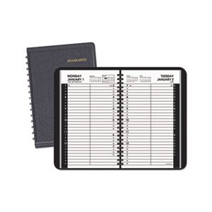 APPOINTMENT BOOK, DAILY, 15-MINUTE APPOINTMENTS, 8" x 4.875", BLACK