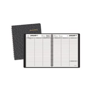 PLANNER, WEEKLY, RULED FOR OPEN SCHEDULING, 6.75" x 8.75", BLACK, 2020