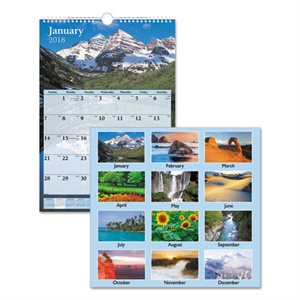 WALL CALENDAR, SCENIC, MONTHLY, RECYCLED, 12" x 17"