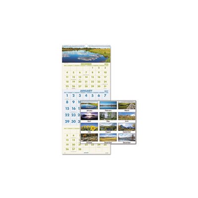 Scenic Three-Month Wall Calendar, 12 x 27, 2021