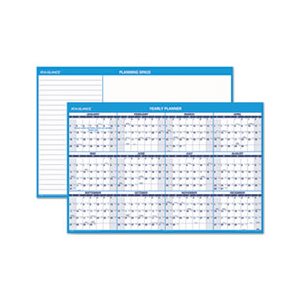 WALL PLANNER, ERASABLE, HORIZONTAL, 48" x 32", BLUE / WHITE, 2020