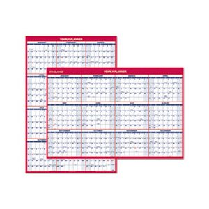 WALL PLANNER, ERASABLE, VERTICAL / HORIZONTAL, 32" x 48", BLUE / RED