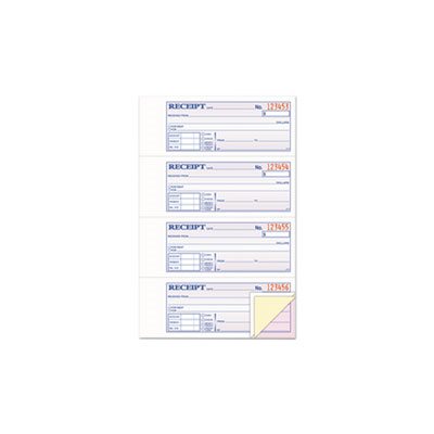 RECEIPT BOOK, 7.625" x 11", THREE-PART CARBONLESS, 100 FORMS