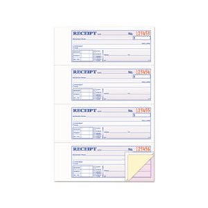 RECEIPT BOOK, 7.625" x 11", THREE-PART CARBONLESS, 100 FORMS