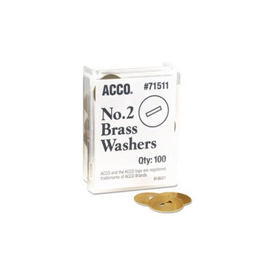 FASTENER, WASHERS FOR TWO-PIECE PAPER FASTENERS, .5" CAPACITY, 1.25" DIAMETER, GOLD, 100 / BOX