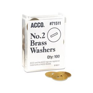 FASTENER, WASHERS FOR TWO-PIECE PAPER FASTENERS, .5" CAPACITY, 1.25" DIAMETER, GOLD, 100 / BOX