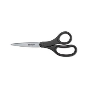 SCISSORS, KleenEarth, Basic Plastic Handle, 8" Long, Pointed, Black, 3 / Pack