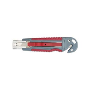 UTILITY KNIFE, Titanium, Auto-Retract, Carton Slicer, Gray / Red, 3 1 / 2" Blade