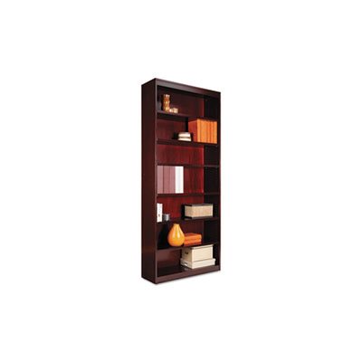 BOOKCASE, SQUARE CORNER, WOOD VENEER, SEVEN-SHELF, 35.625"w x 11.75"d x 84"h, MAHOGANY