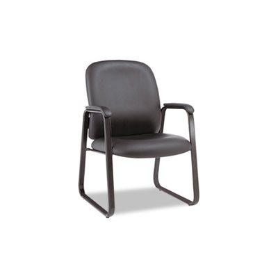 CHAIR, ALERA GENARO SERIES, GUEST, SLED BASE, BLACK LEATHER 