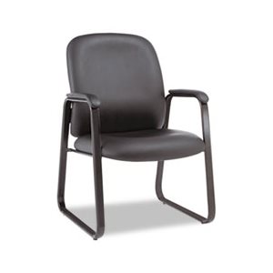 CHAIR, ALERA GENARO SERIES, GUEST, SLED BASE, BLACK LEATHER 