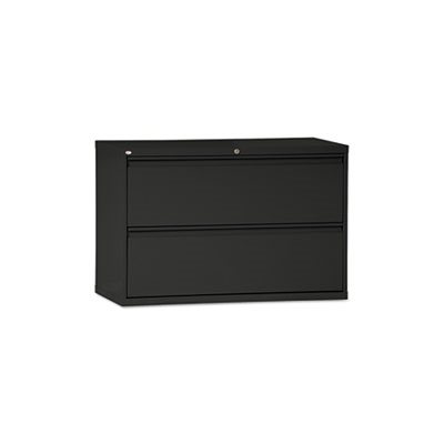 FILING CABINET, TWO-DRAWER, LATERAL, 42"w x 19.25"d x 28.375"h, BLACK