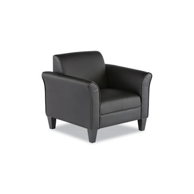 CHAIR, ALERA RECEPTION LOUNGE SERIES, CLUB, BLACK / BLACK LEATHER