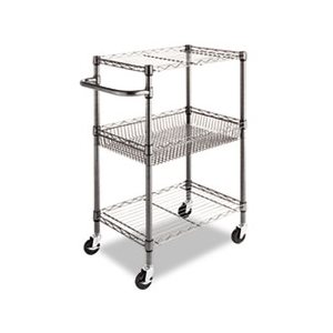 CART, THREE-TIER, WIRE, ROLLING, 28"w x 16"d x 39"h, BLACK ANTHRACITE