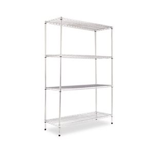 Industrial Heavy-Duty Wire Shelving Starter Kit, 4-Shelf, 48"w x 18"d x 72"h, Silver