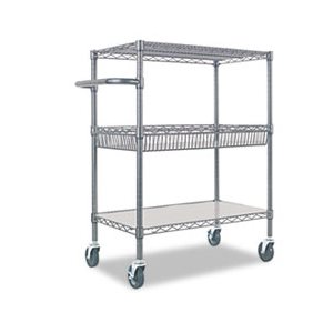 CART, Three-Tier, WIRE, Rolling, 34"w x 18"d x 40"h, Black Anthracite