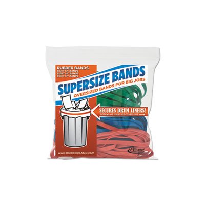 RUBBER BANDS, SUPERSIZE,  12" Red, 14" Green, 17" Blue, 1 / 4"w, 24 / Pack