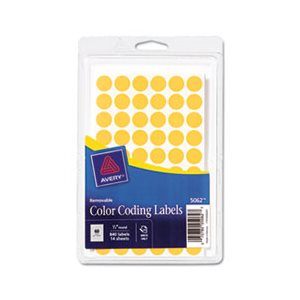 LABELS, COLOR-CODING, ROUND, HANDWRITE ONLY, REMOVABLE, .5" dia, NEON ORANGE,840 / PK