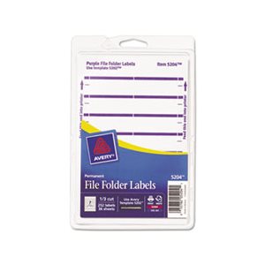 FILE LABELS, PRINT OR WRITE, .6875" x 3.4375, WHITE / PURPLE BAR, 252 / PK