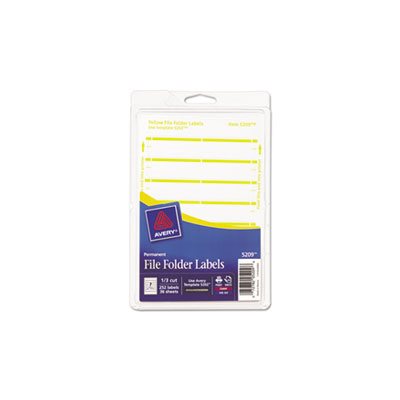 FOLDER LABELS, PRINT OR WRITE, ..6875" x 3.4375", WHITE / YELLOW BAR, 252 / PK