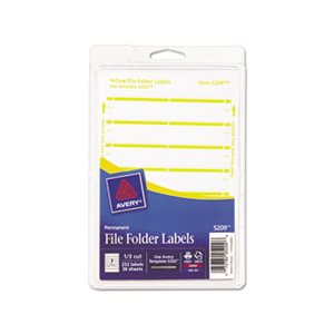 FOLDER LABELS, PRINT OR WRITE, ..6875" x 3.4375", WHITE / YELLOW BAR, 252 / PK