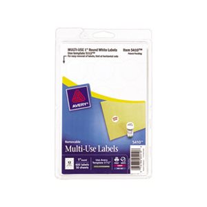 LABELS, REMOVABLE, MULTI-USE, 1" dia, WHITE, 600 / PK