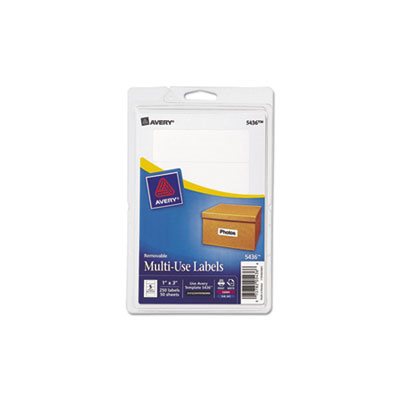 LABELS, REMOVABLE, MULTI-USE, 1" x 3", WHITE, 250 / PK