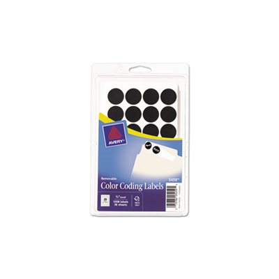 LABELS, COLOR-CODING, ROUND, REMOVABLE, HANDWRITE ONLY, .75" dia, BLACK, 1008 / PK