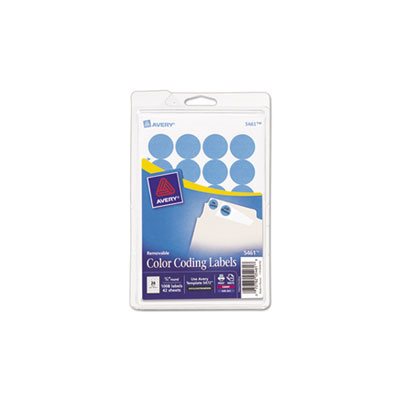 LABELS, COLOR-CODING, PRINTABLE, REMOVABLE, .75" dia, LIGHT BLUE, 1008 / PK