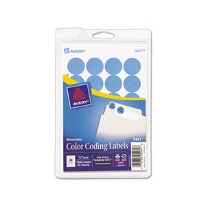 LABELS, COLOR-CODING, PRINTABLE, REMOVABLE, .75" dia, LIGHT BLUE, 1008 / PK